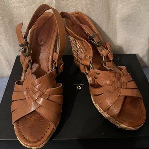 Corso Como "Diver" Leather Slingback Wedge Sandal- Size 8